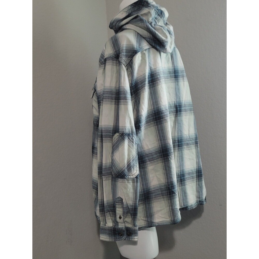 Carhartt XXL size 20 button front hoodie top tunic plaid pockets longsleeve - Picture 3 of 14